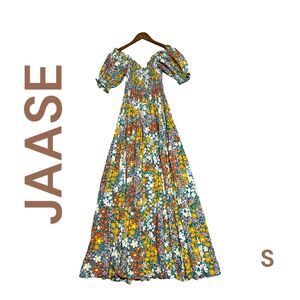JAASE WOMENS MAXI DRESS SMALL MULTICOLOR FLORAL OFF SHOULDER COTTAGE WESTERN